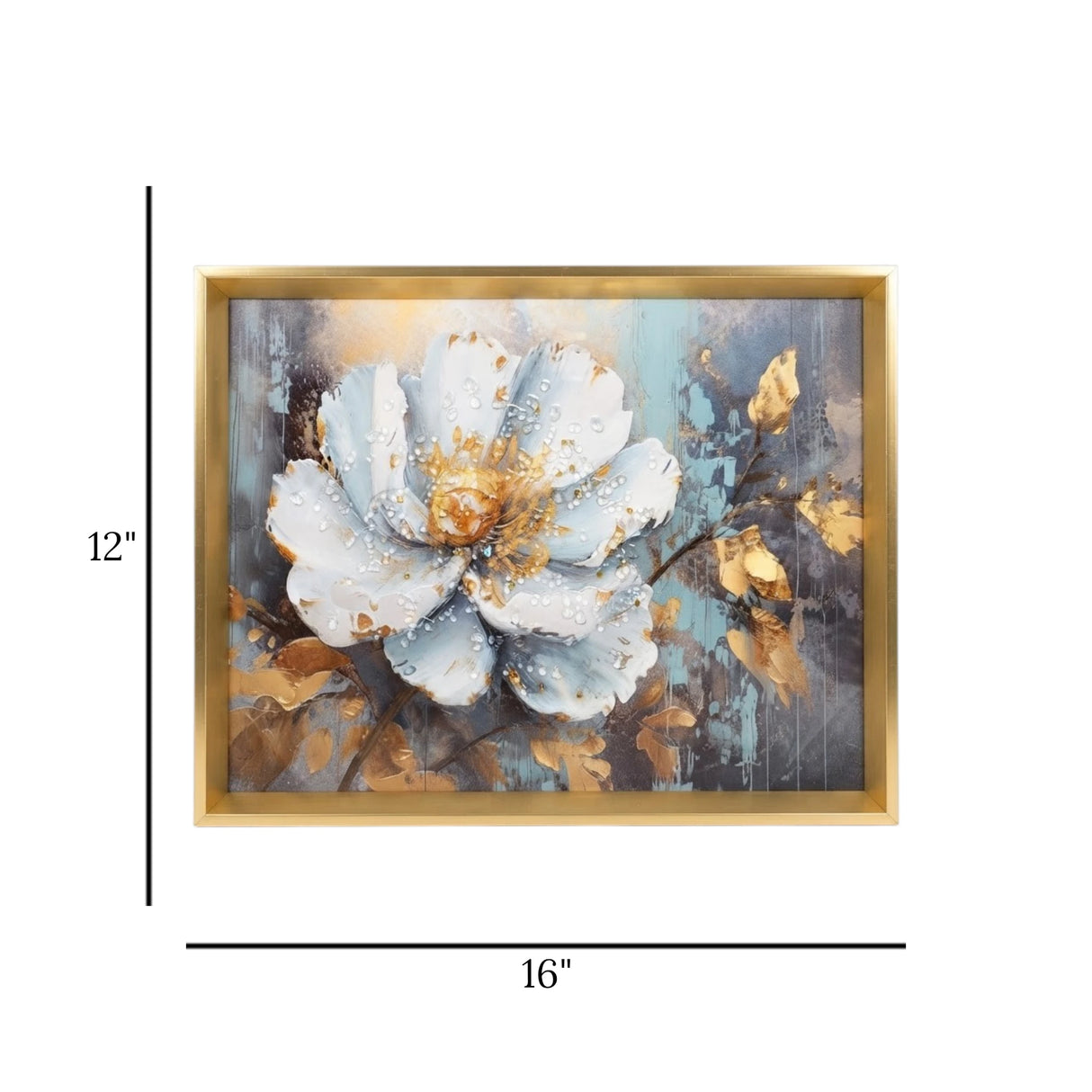 scenery frame crystal stone flower 16"x12" china