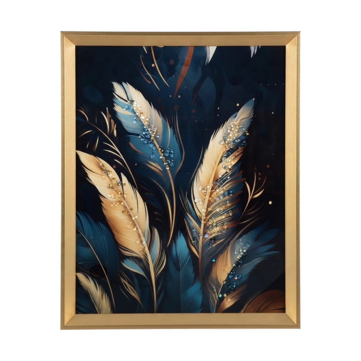 scenery frame crystal stone feather 16"x12" china