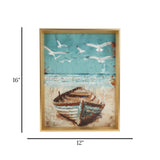 scenery frame crystal stone boat 16"x12" china