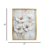 scenery frame crystal stone white flower 16"x12" china