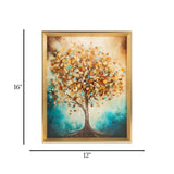 scenery frame crystal stone tree 16"x12" china