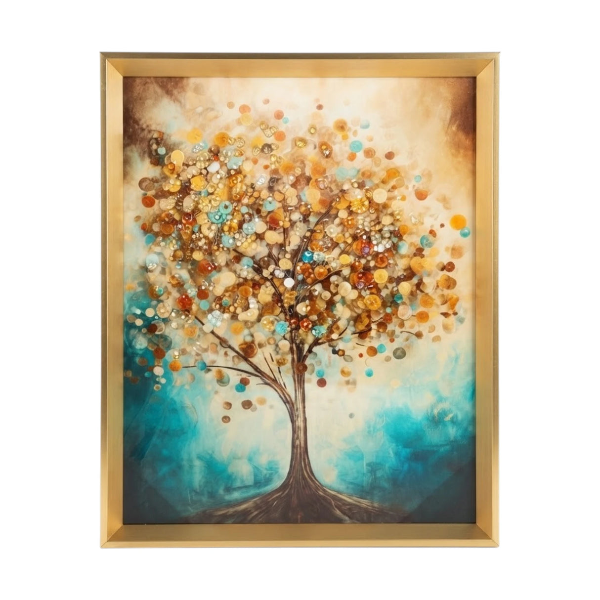 scenery frame crystal stone tree 16"x12" china