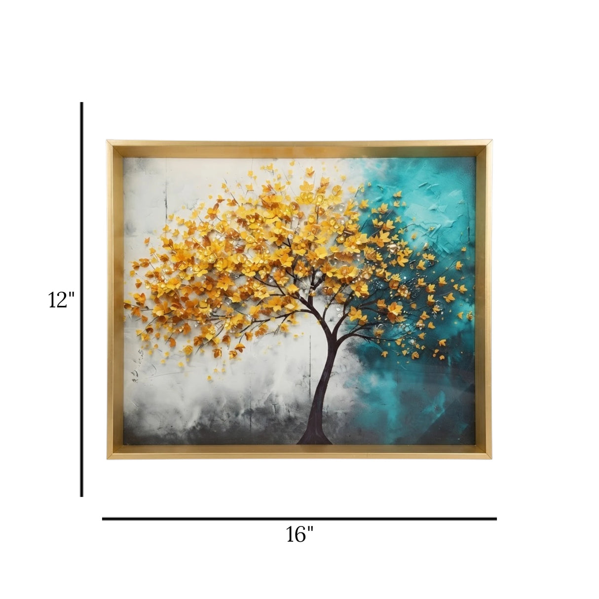 scenery frame crystal stone tree 12"x16" china