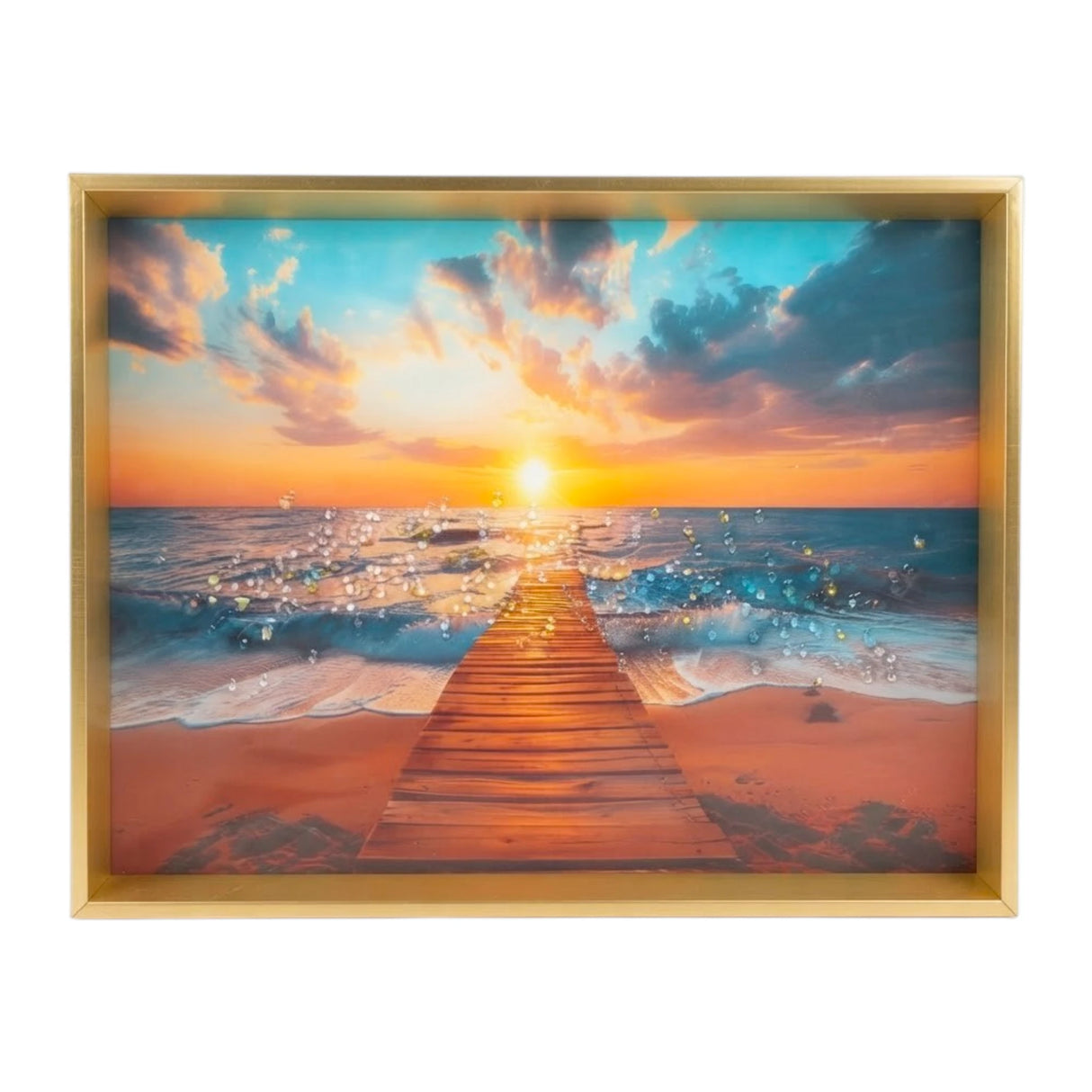 scenery frame crystal stone coastal landscape 12"x16" china