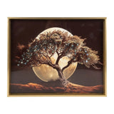 scenery frame crystal stone tree & full moon 12"x16" china