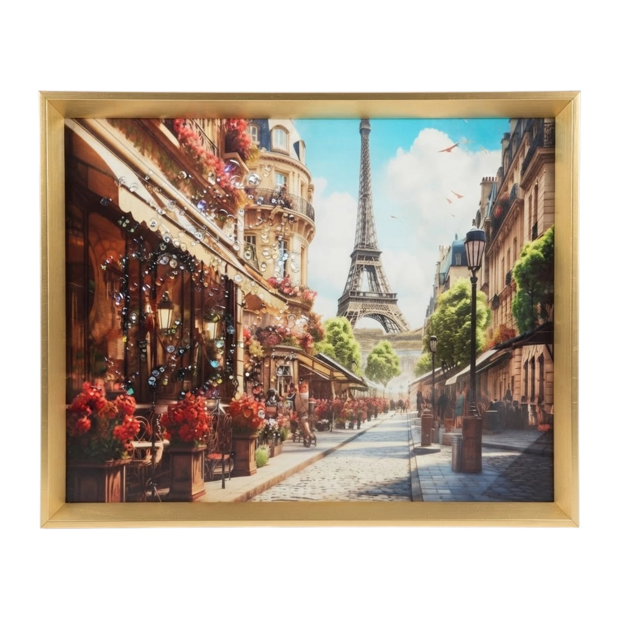 scenery frame crystal stone eiffel tower 12"x16" china