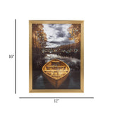 scenery frame crystal stone boat 16"x12" china