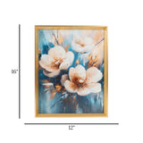 scenery frame crystal stone flowers 16"x12" china