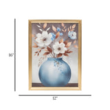 scenery frame crystal stone blue vase 16"x12" china
