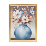 scenery frame crystal stone blue vase 16"x12" china