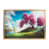 scenery frame crystal stone pink cheery blossom tree 16"x24" china