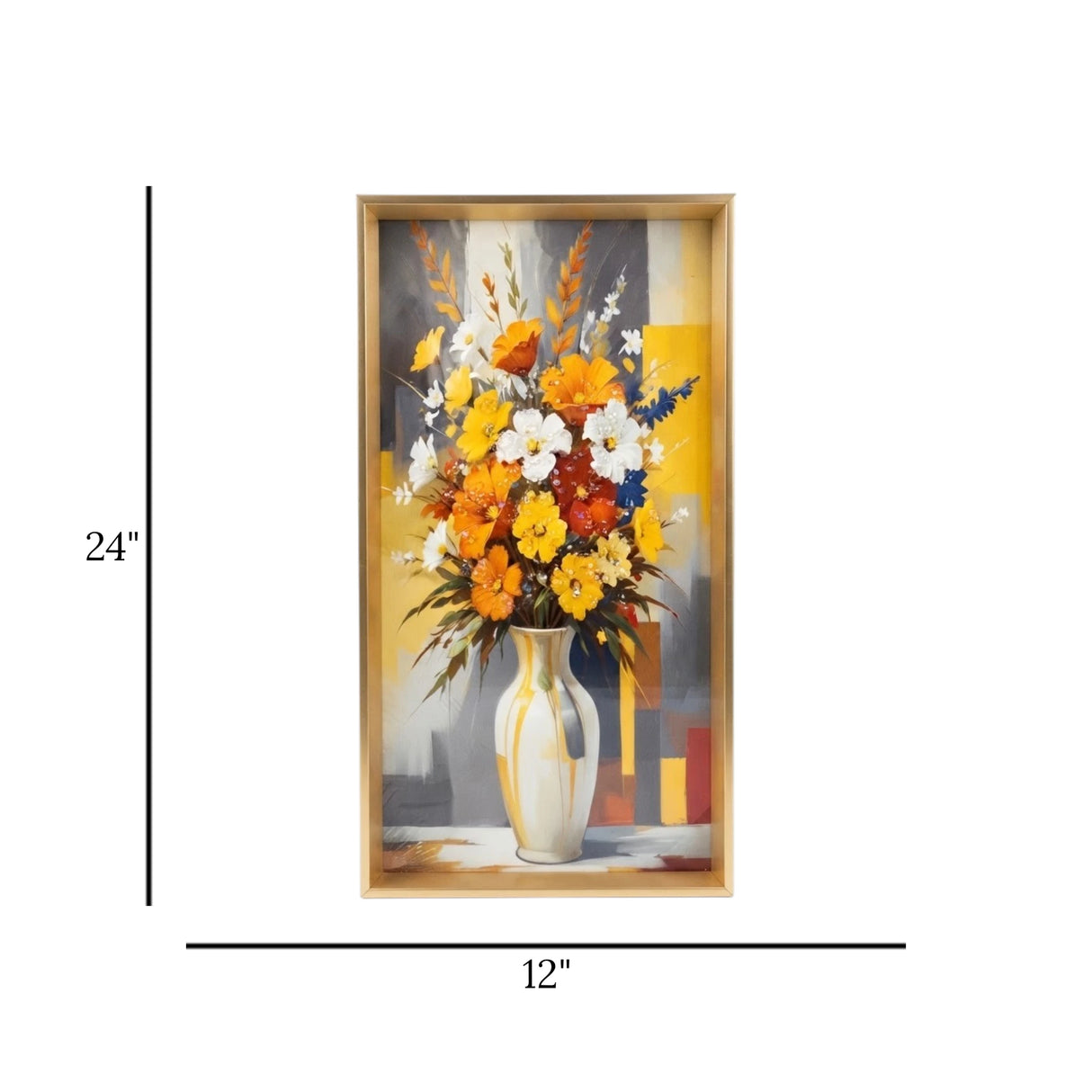 scenery frame crystal stone floral vase 24"x12" china