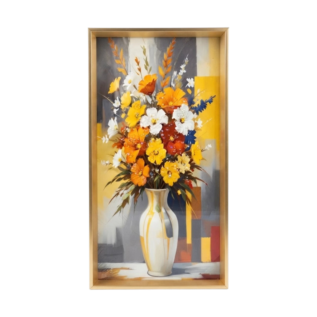 scenery frame crystal stone floral vase 24"x12" china