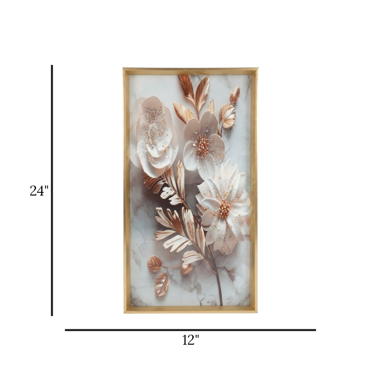 scenery frame crystal stone floral design 24"x12" china