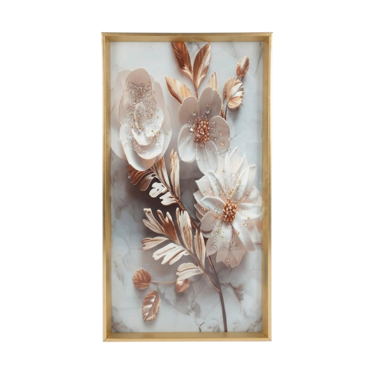 scenery frame crystal stone floral design 24"x12" china