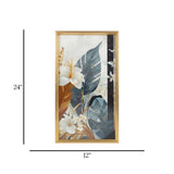 scenery frame crystal stone flower & leaf 24"x12" china