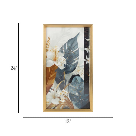 scenery frame crystal stone flower & leaf 24"x12" china