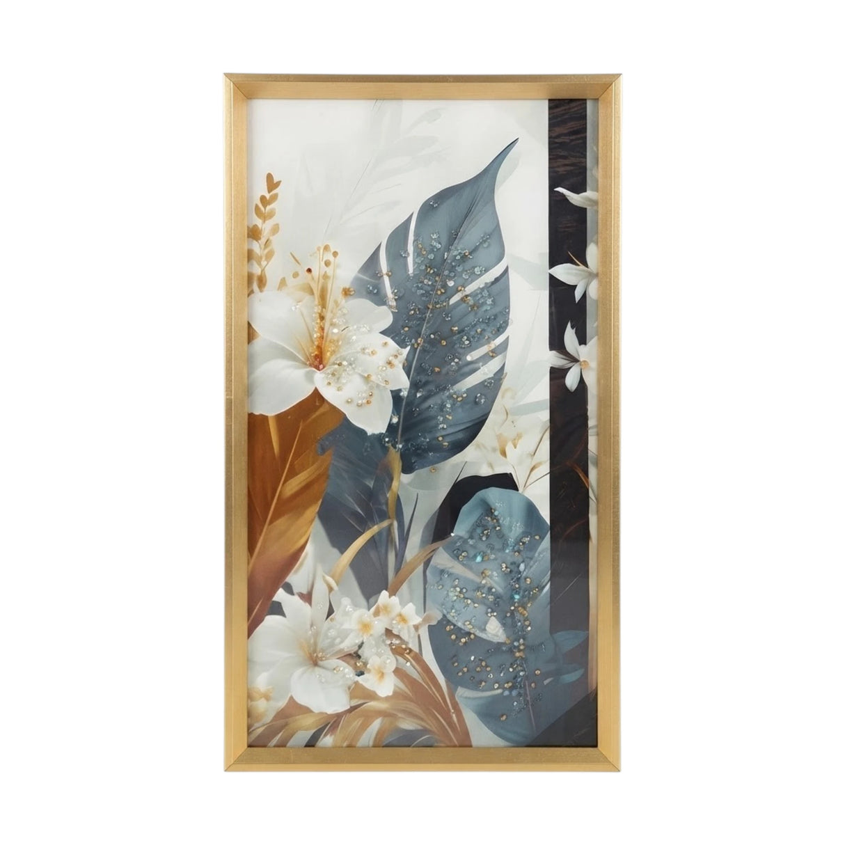 scenery frame crystal stone flower & leaf 24"x12" china