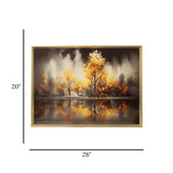 scenery frame crystal stone yellow tree 20"x28" china
