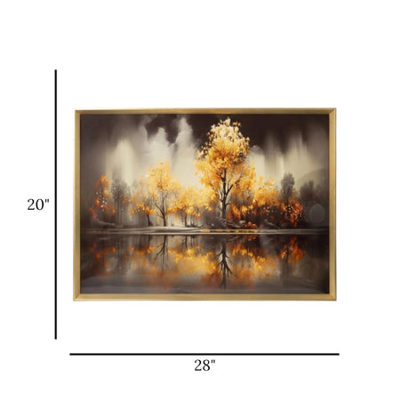 scenery frame crystal stone yellow tree 20"x28" china