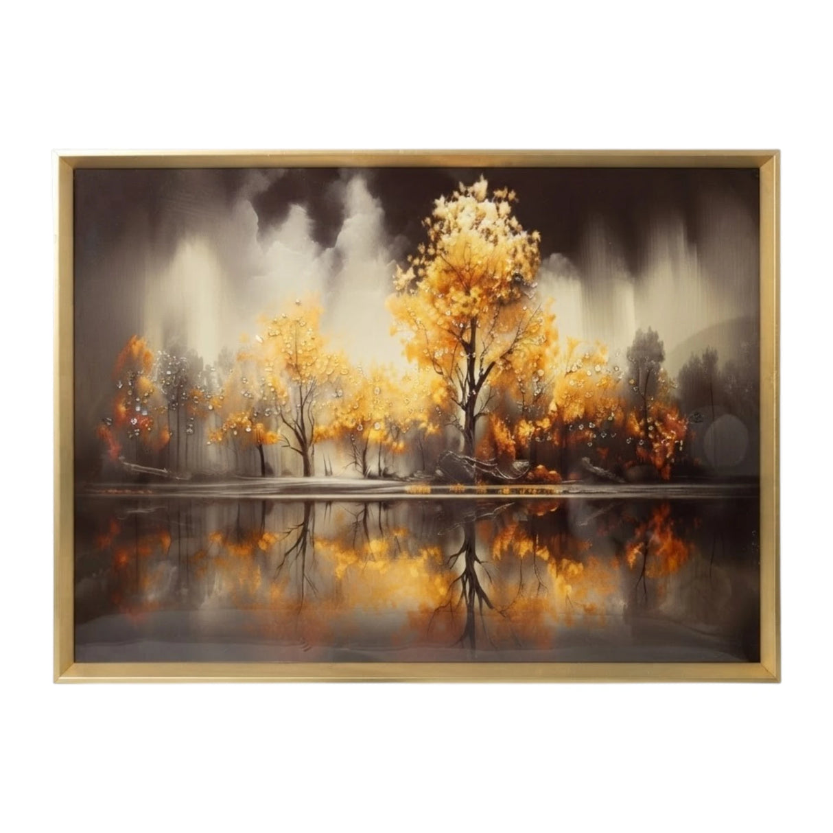 scenery frame crystal stone yellow tree 20"x28" china