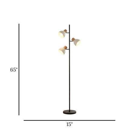 floor lamp metal & ceramic 3s holder black 65"x15" china