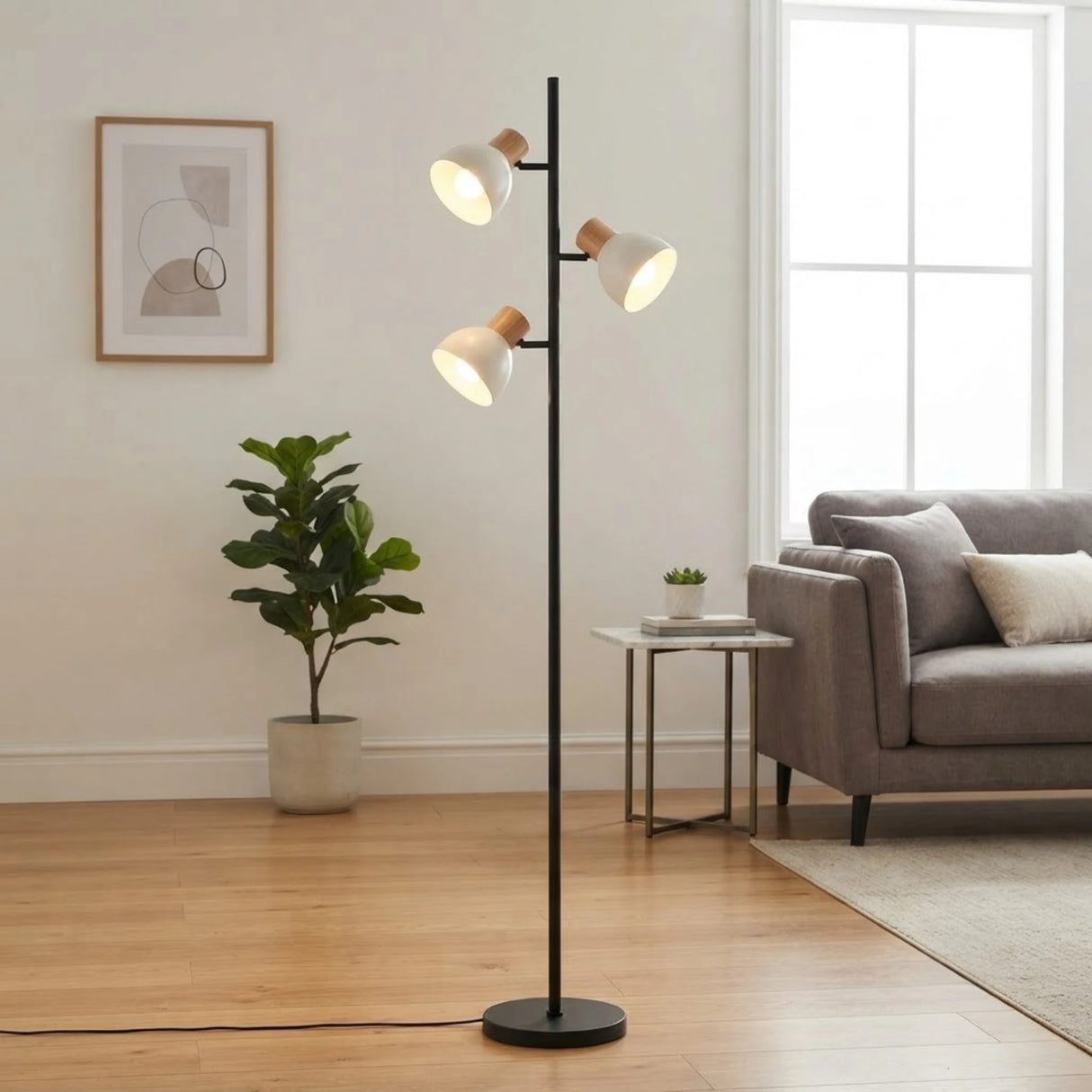 floor lamp metal & ceramic 3s holder black 65"x15" china