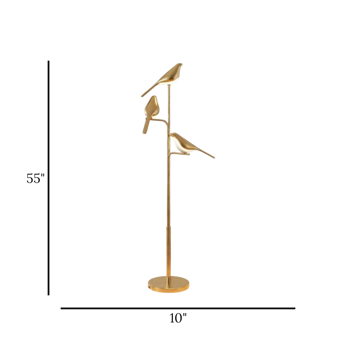 led metal floor lamp 3 sparrow golden 55"x10" china