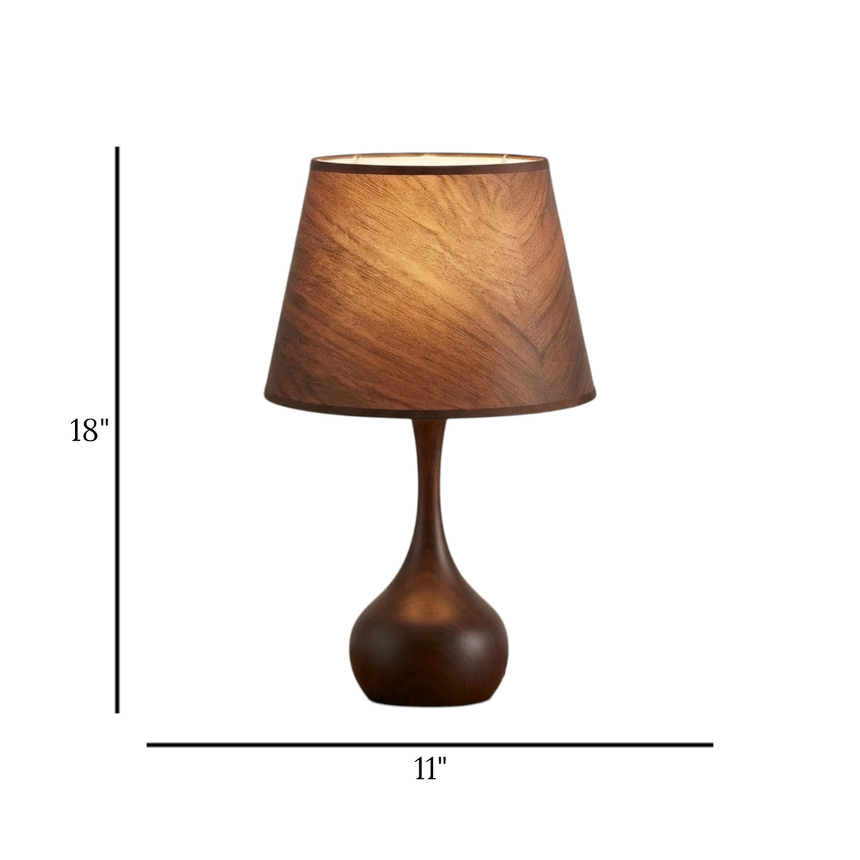 table lamp metal drop shape brown 18''x11'' china