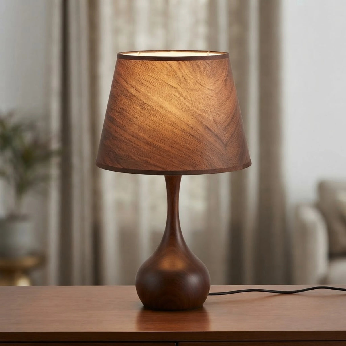 table lamp metal drop shape brown 18''x11'' china