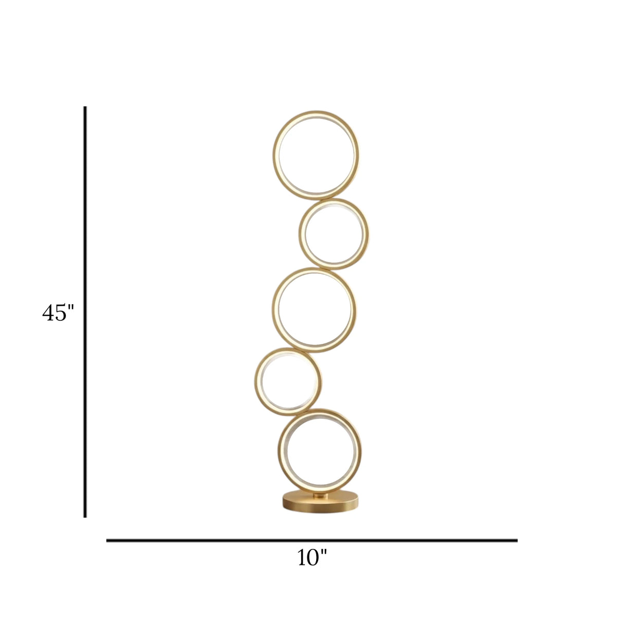 led metal floor lamp 5 circle golden 45"x10"china