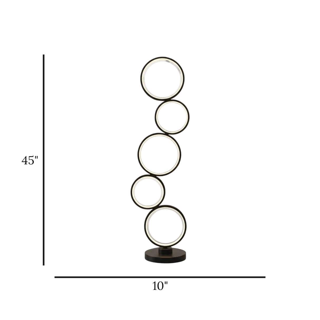 led metal floor lamp 5 circle black 45"x10"china