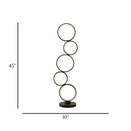 led metal floor lamp 5 circle black 45"x10"china