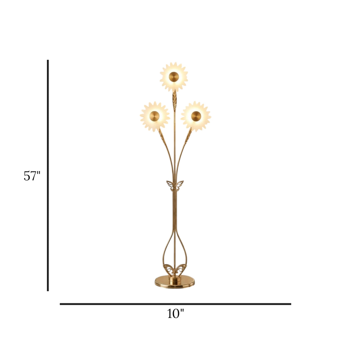 led metal floor lamp 3 sunburst 57''x10'' china
