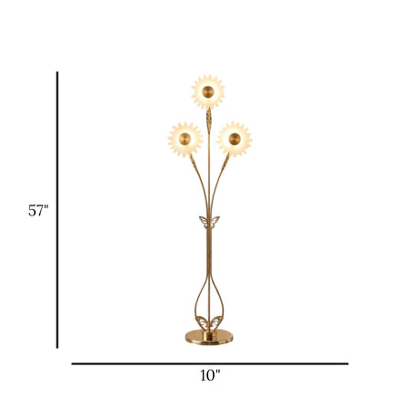 led metal floor lamp 3 sunburst 57''x10'' china
