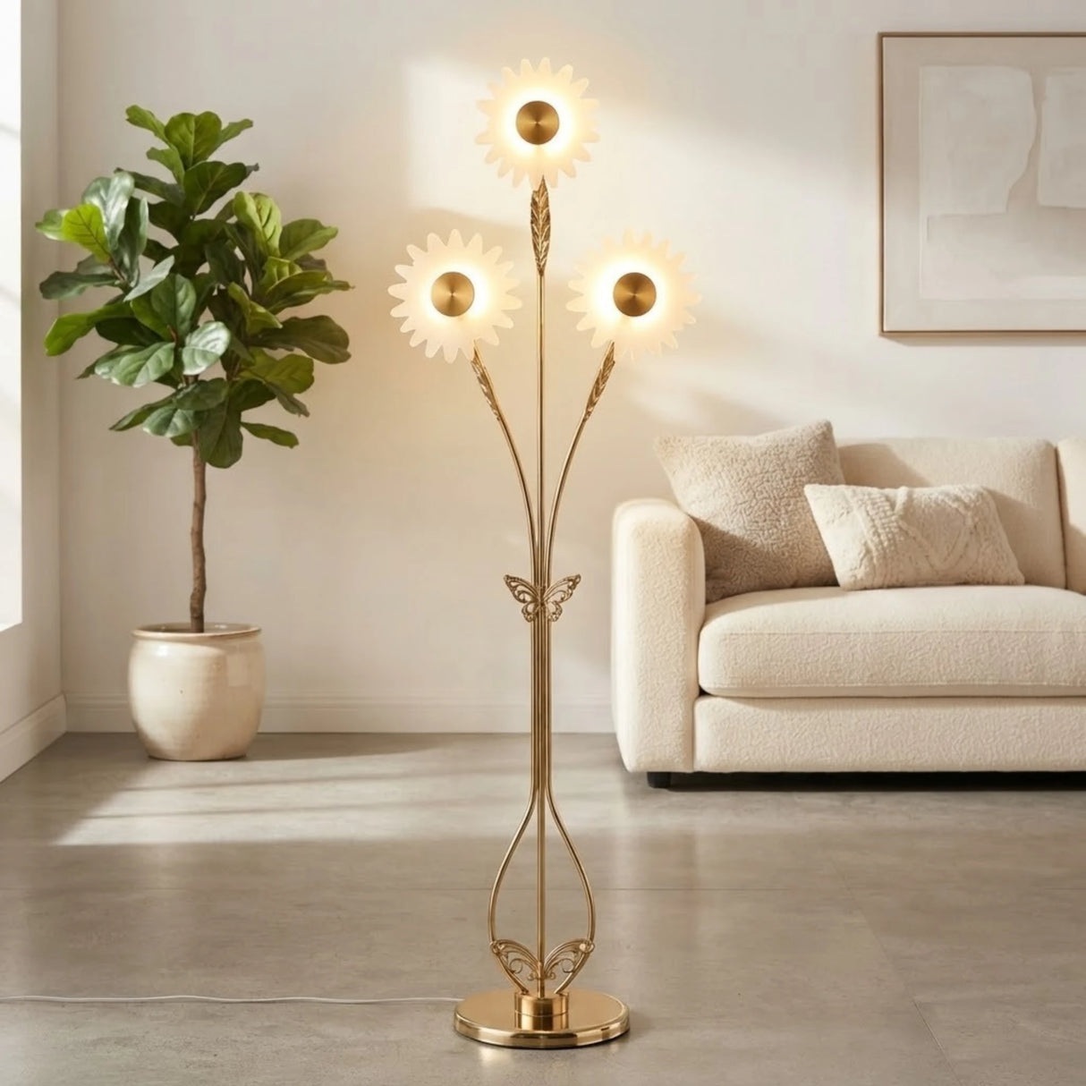led metal floor lamp 3 sunburst 57''x10'' china