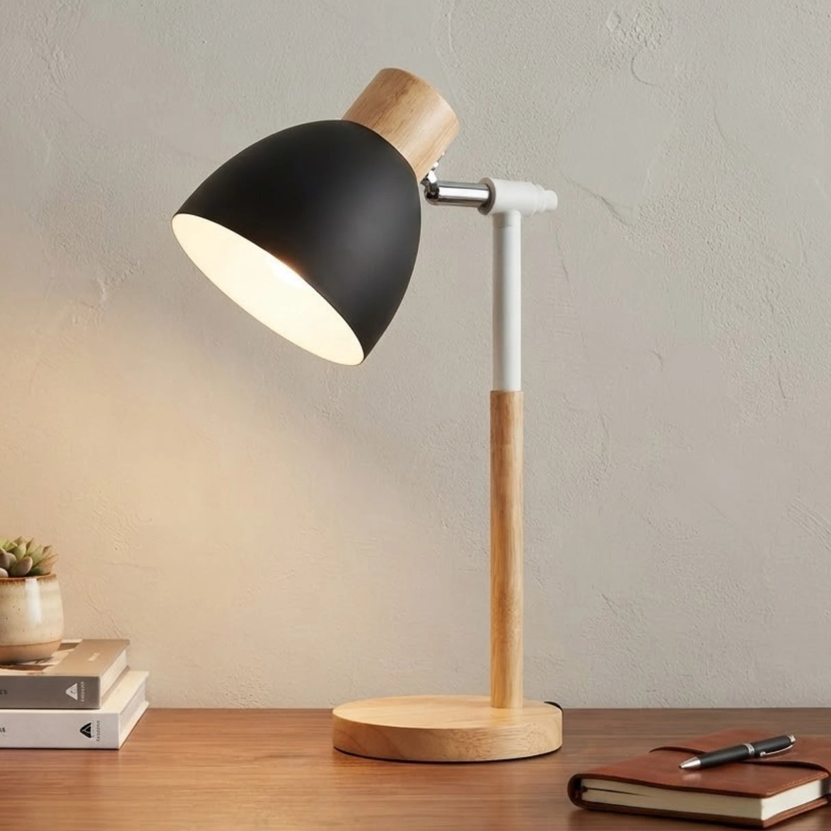 study lamp wooden base black 15''x7'' china
