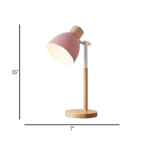 study lamp wooden base pink 15''x7'' china