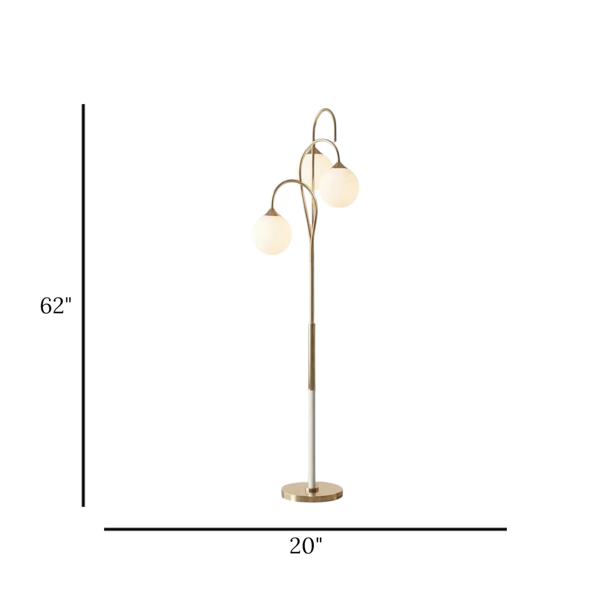 led floor lamp metal globe 3s golden 62"x20" china