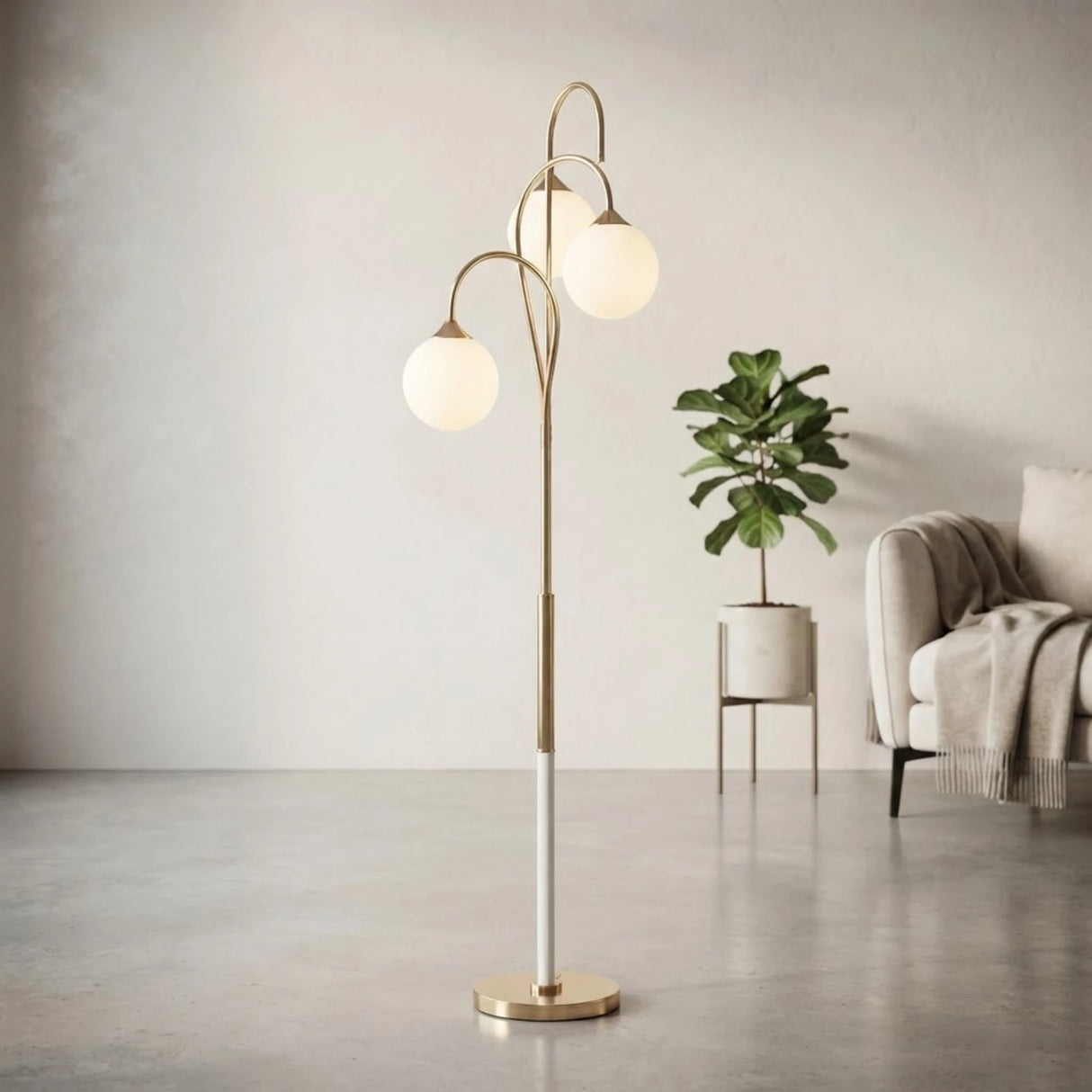 led floor lamp metal globe 3s golden 62"x20" china