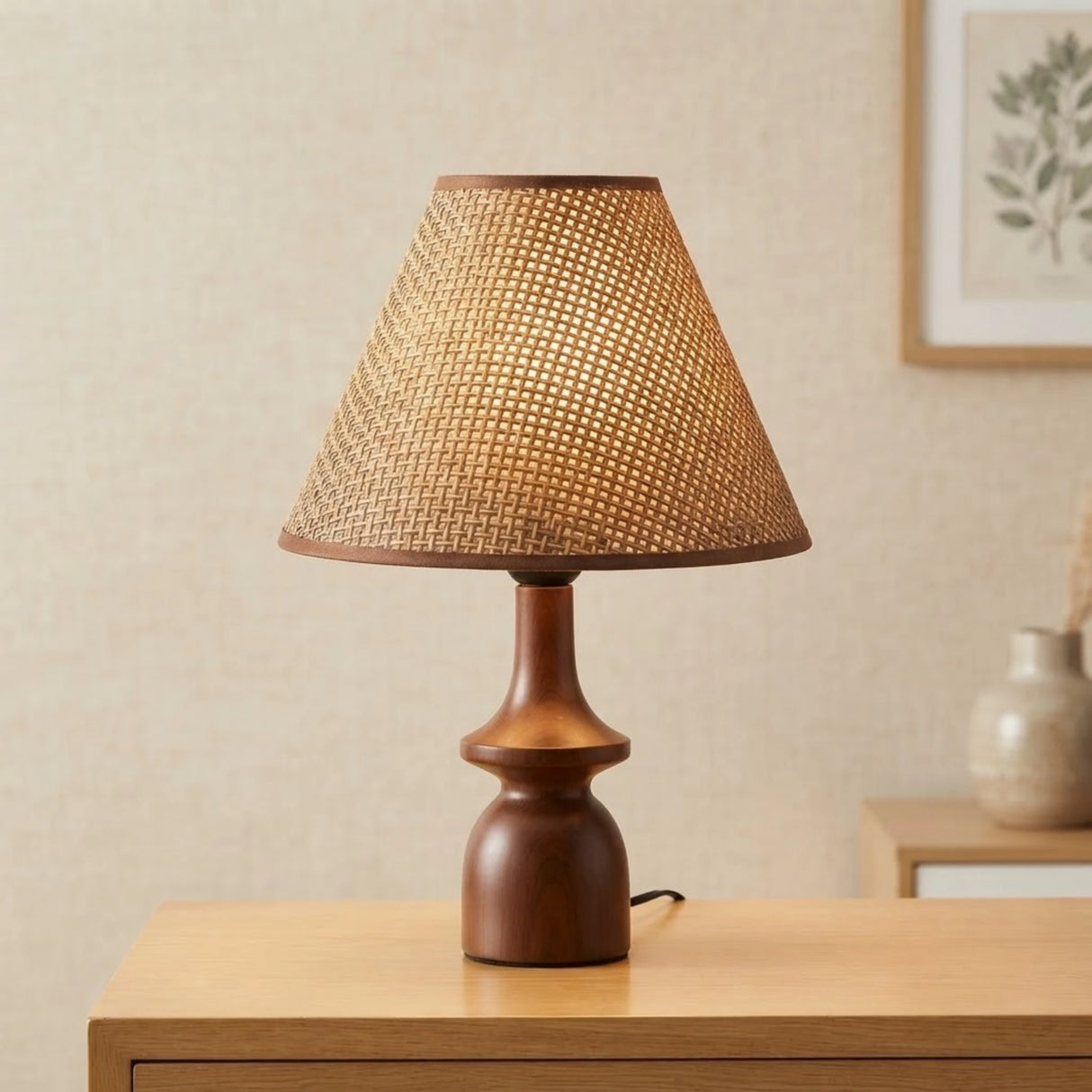 table lamp metal conical shape brown 17''x12'' china