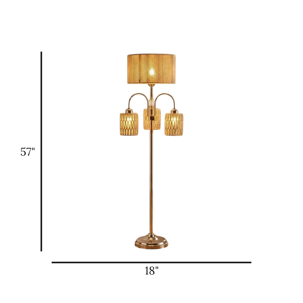 floor lamp metal cane shade 4s 57"x18" china