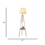 floor lamp metal tripot with wooden shelf 64"x16" china