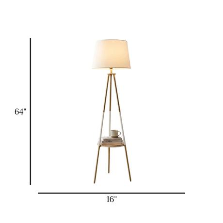 floor lamp metal tripot with wooden shelf 64"x16" china