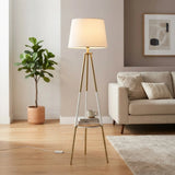 floor lamp metal tripot with wooden shelf 64"x16" china