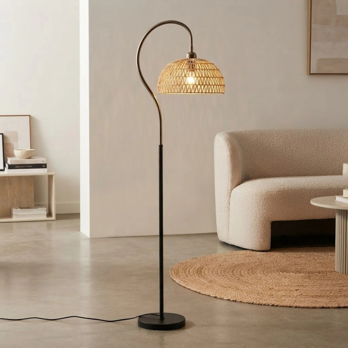 floor lamp metal woven cane basket 65''x14'' china