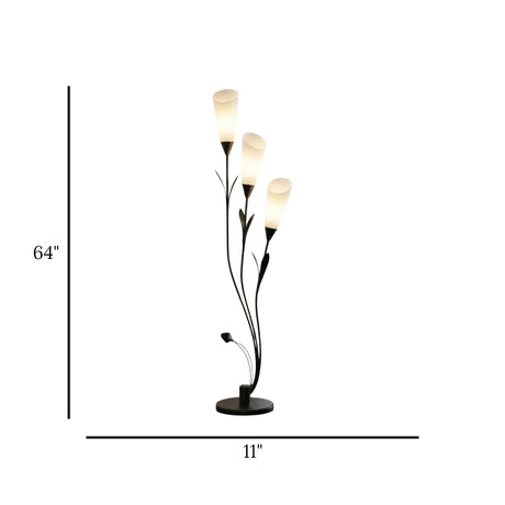 metal floor lamp 3 cone shape black 64''x11'' china