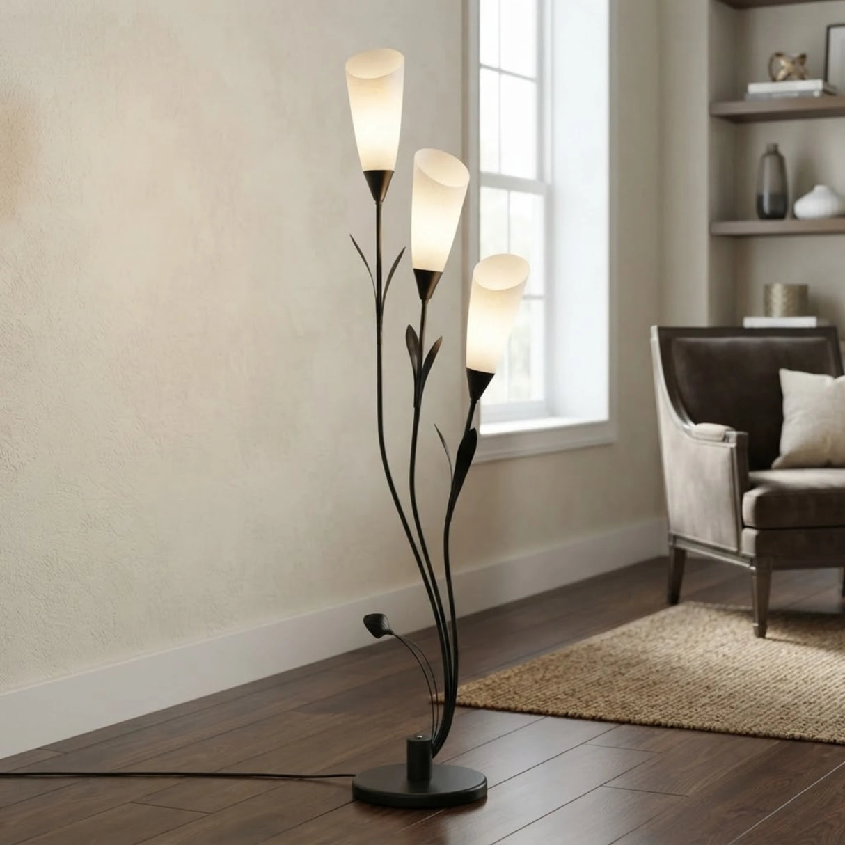 metal floor lamp 3 cone shape black 64''x11'' china