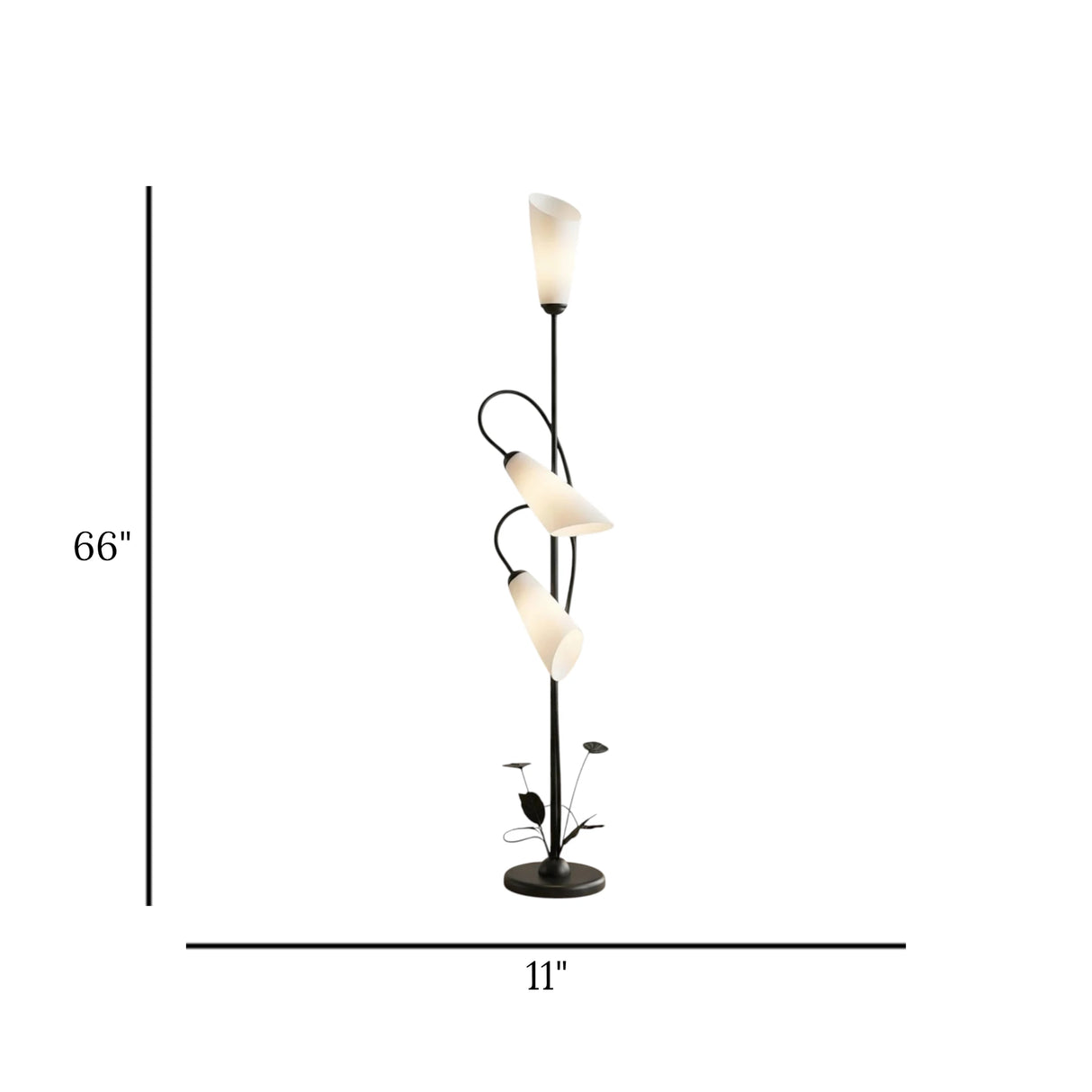 metal floor lamp 3 curved cone shape black 66''x11'' china