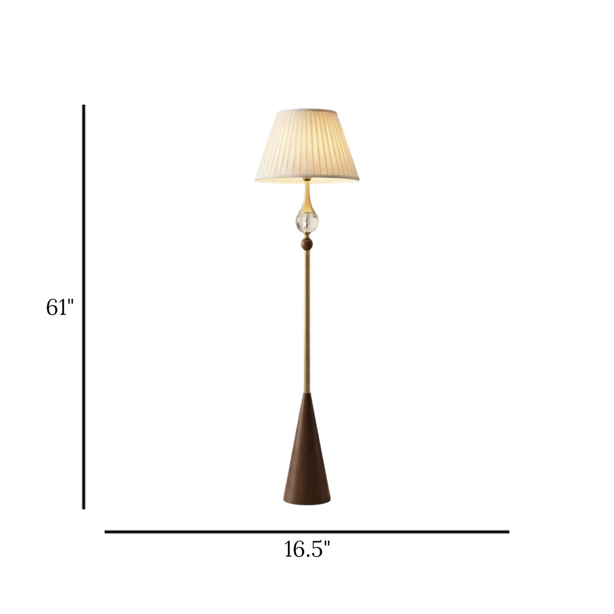floor lamp metal crystal cone golden 61''x16.5'' china